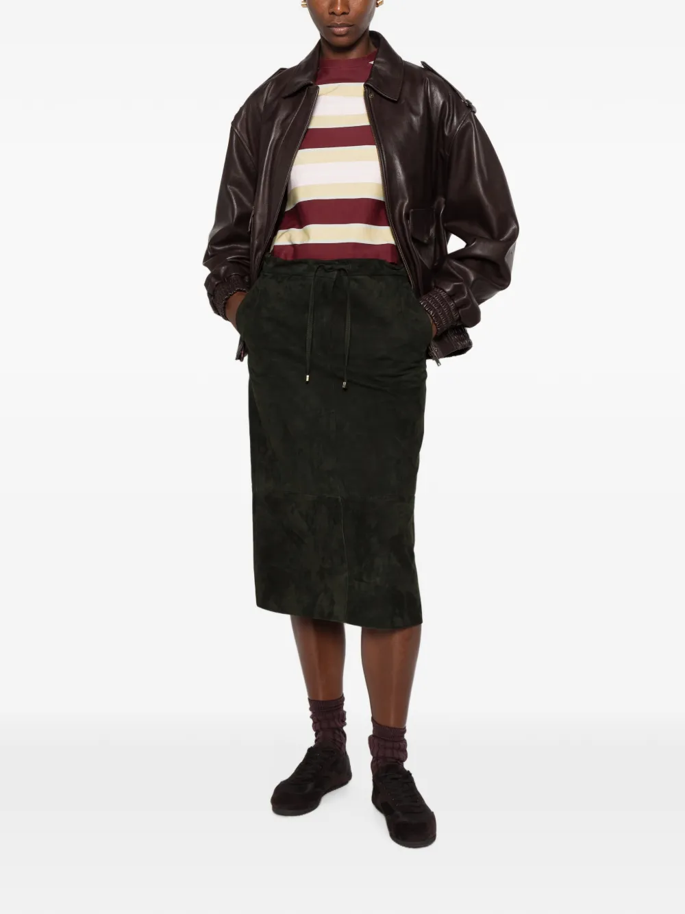 'S Max Mara Suède midi-rok Groen
