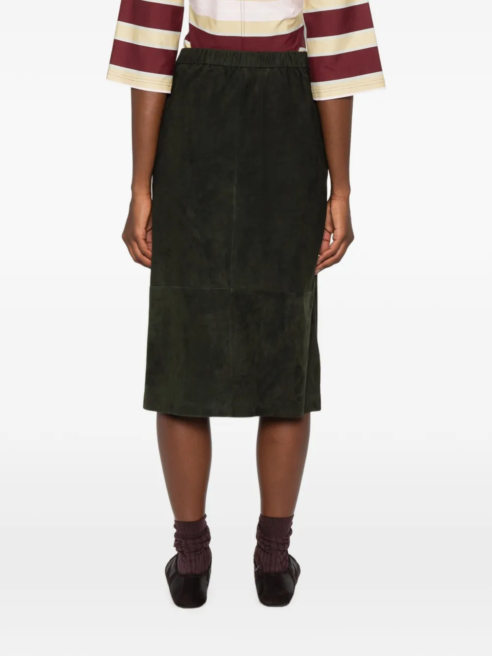 'S Max Mara Suède midi-rok Groen