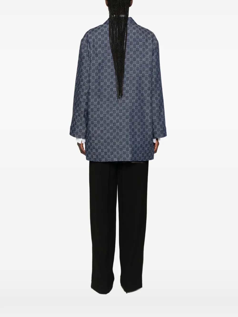 Gucci GG Jacquard Denim Jacket in Blue, view 4