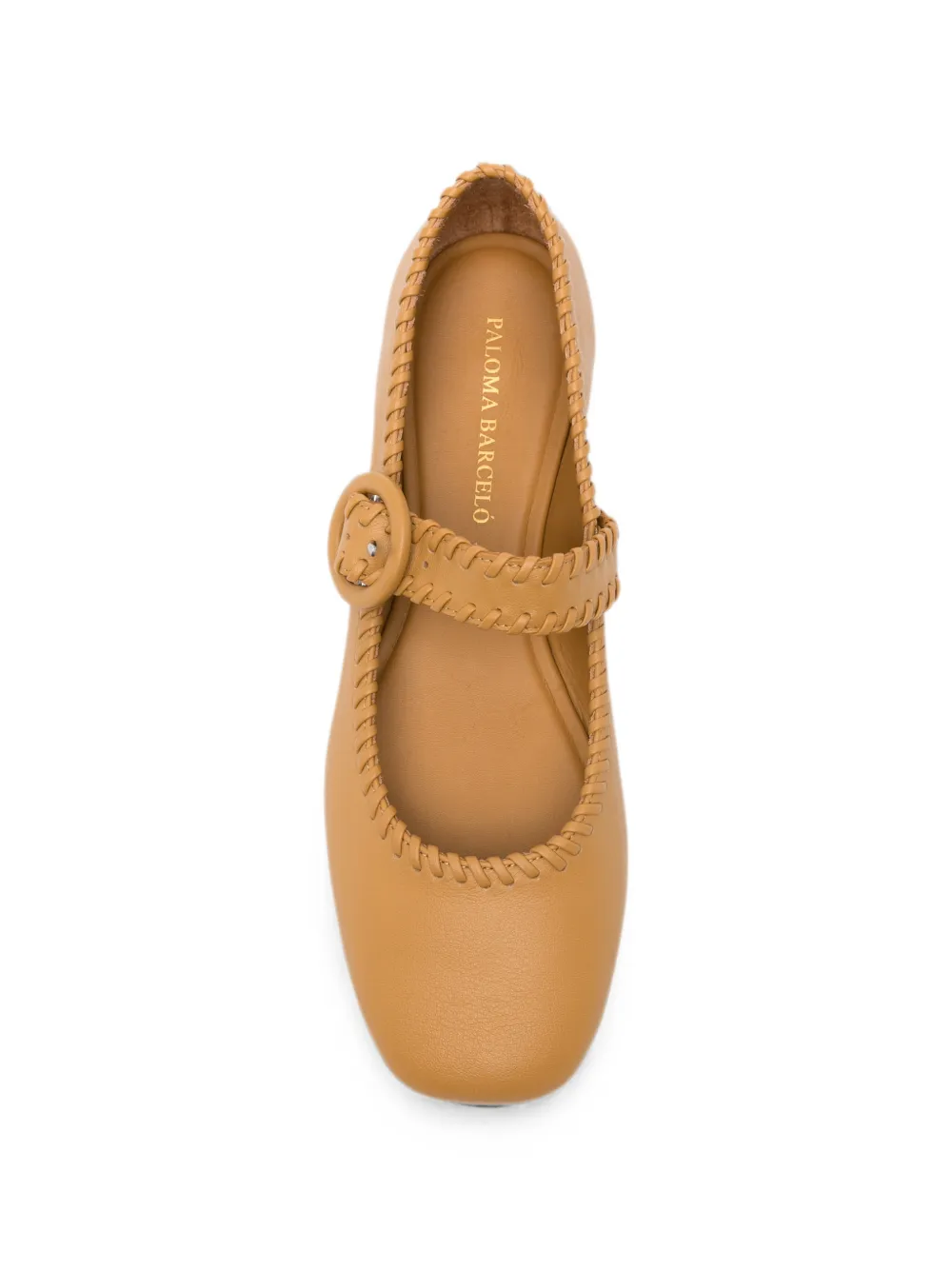 Paloma Barceló whipstitch-trim buckled ballet flats Bruin