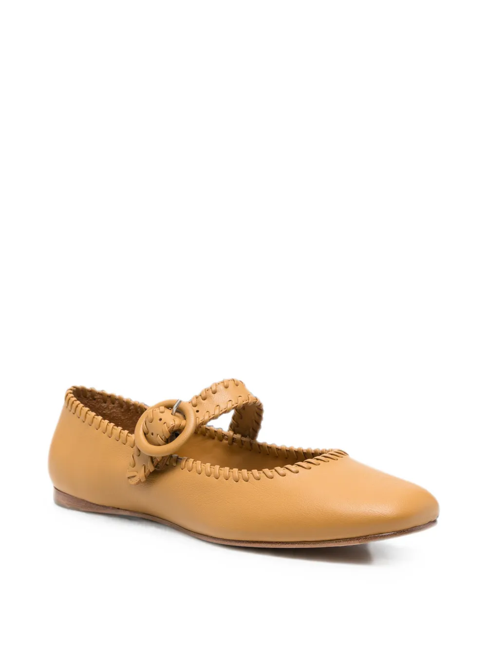 Paloma Barceló whipstitch-trim buckled ballet flats Bruin