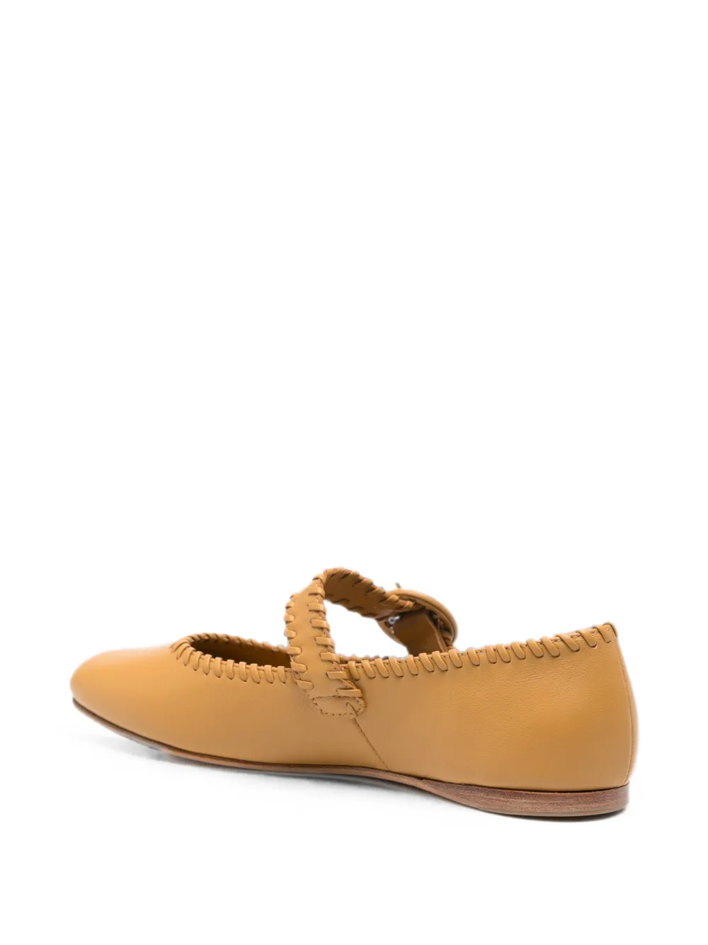 Paloma Barceló whipstitch-trim buckled ballet flats Bruin