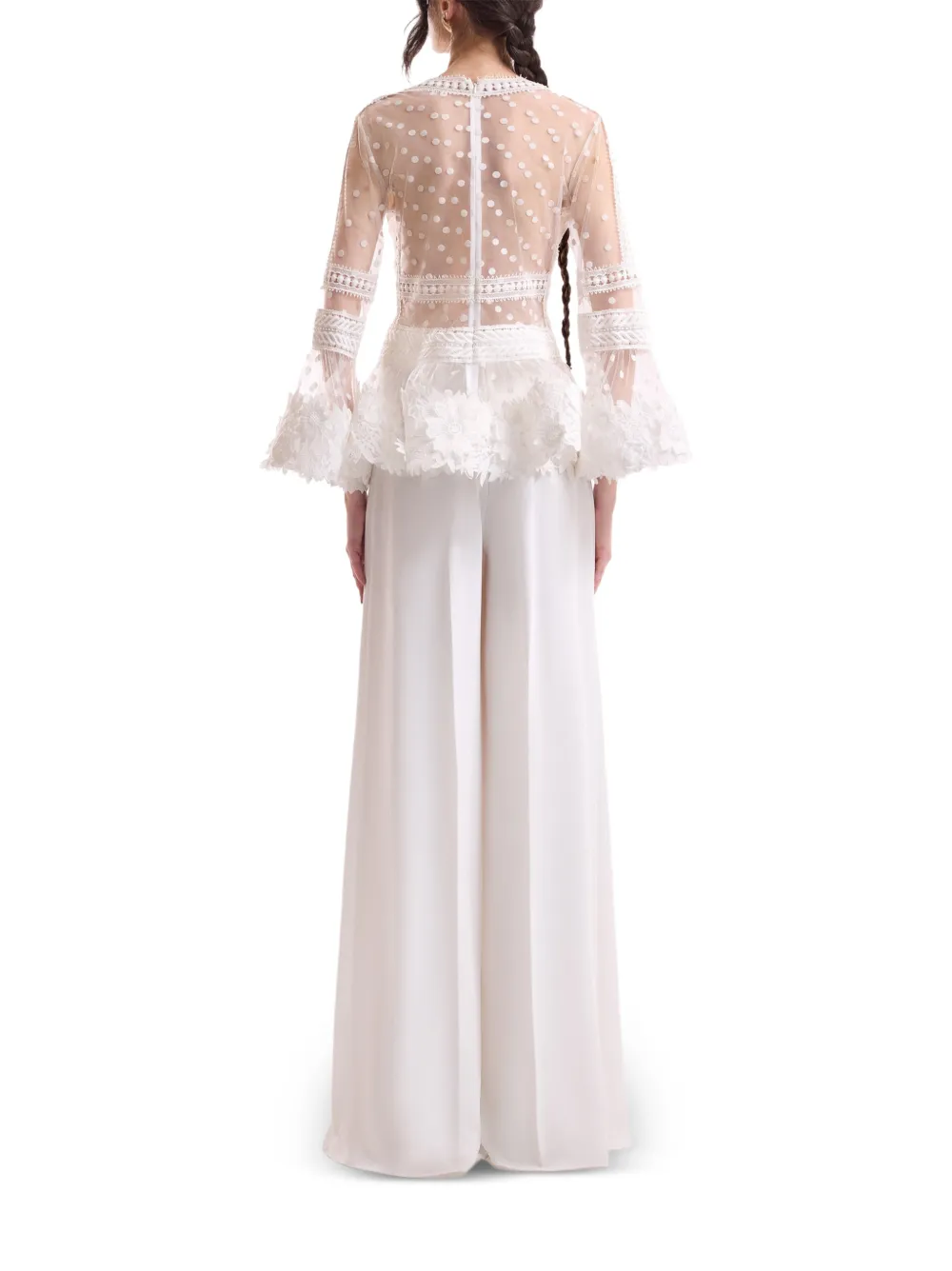 Gemy Maalouf Tulen blouse met geborduurde bloemen Wit