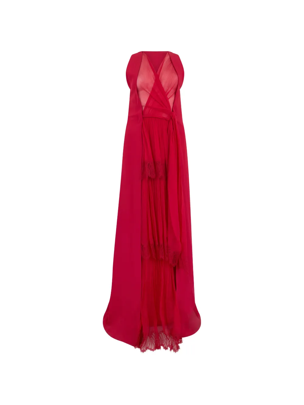 Alberta Ferretti lace-trim maxi dress - Rosso