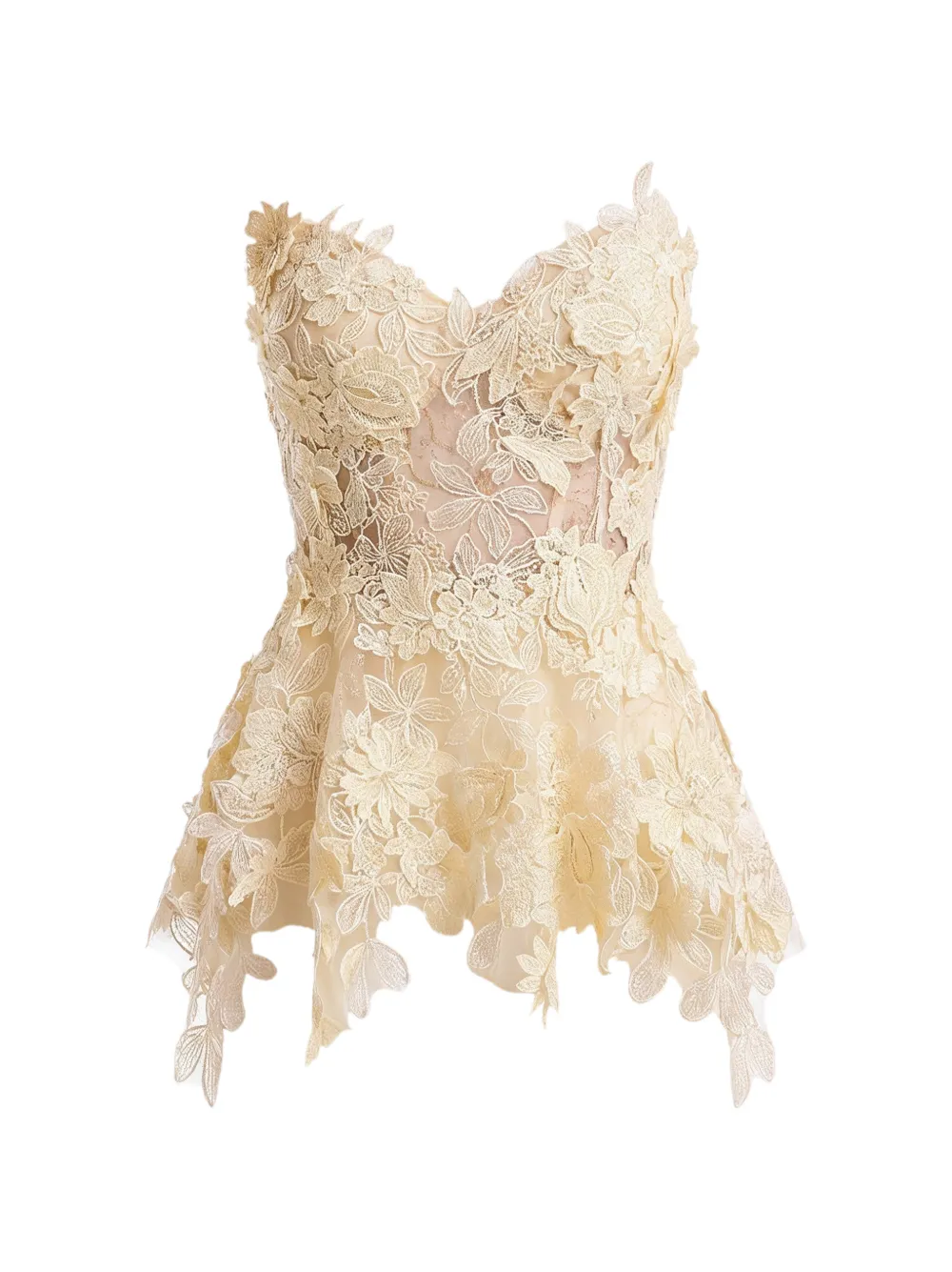 Gemy Maalouf floral-appliqué peplum corset - Neutrals