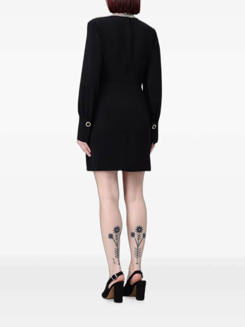 Armani Exchange Mini-wikkeljurk met lange mouwen Zwart