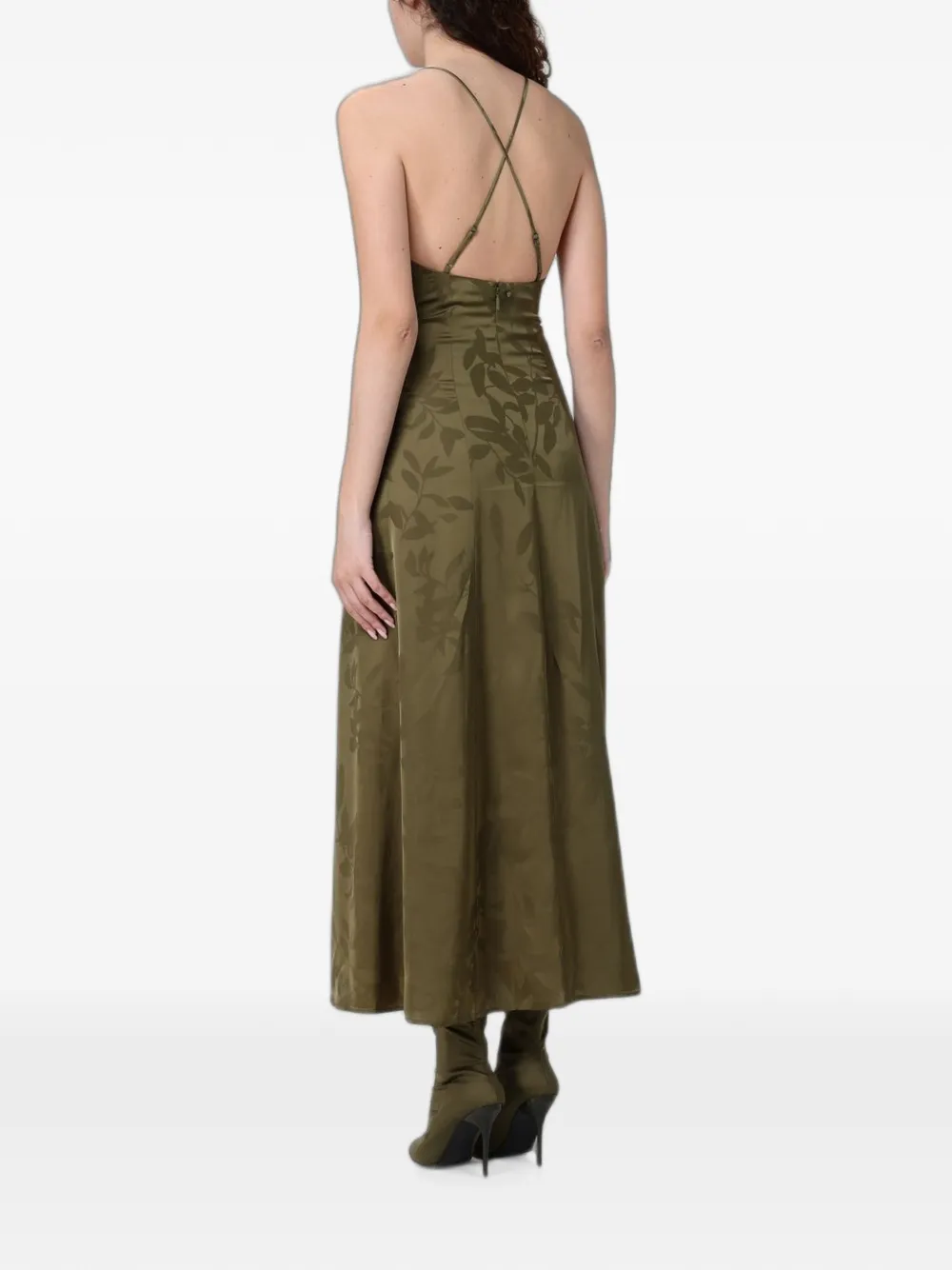 Armani Exchange Damast-satijnen maxi-jurk Groen