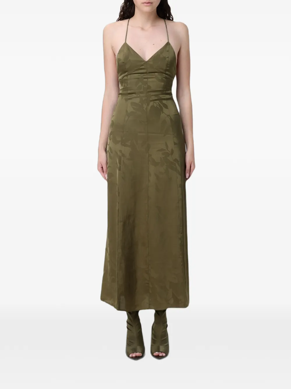 Armani Exchange damask-satin maxi dress - Verde