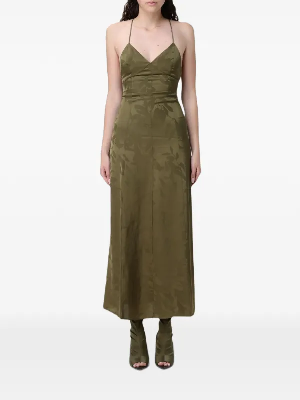damask bridesmaid dresses Armani Exchange damask-satin Maxi Dress | Green Waist f
