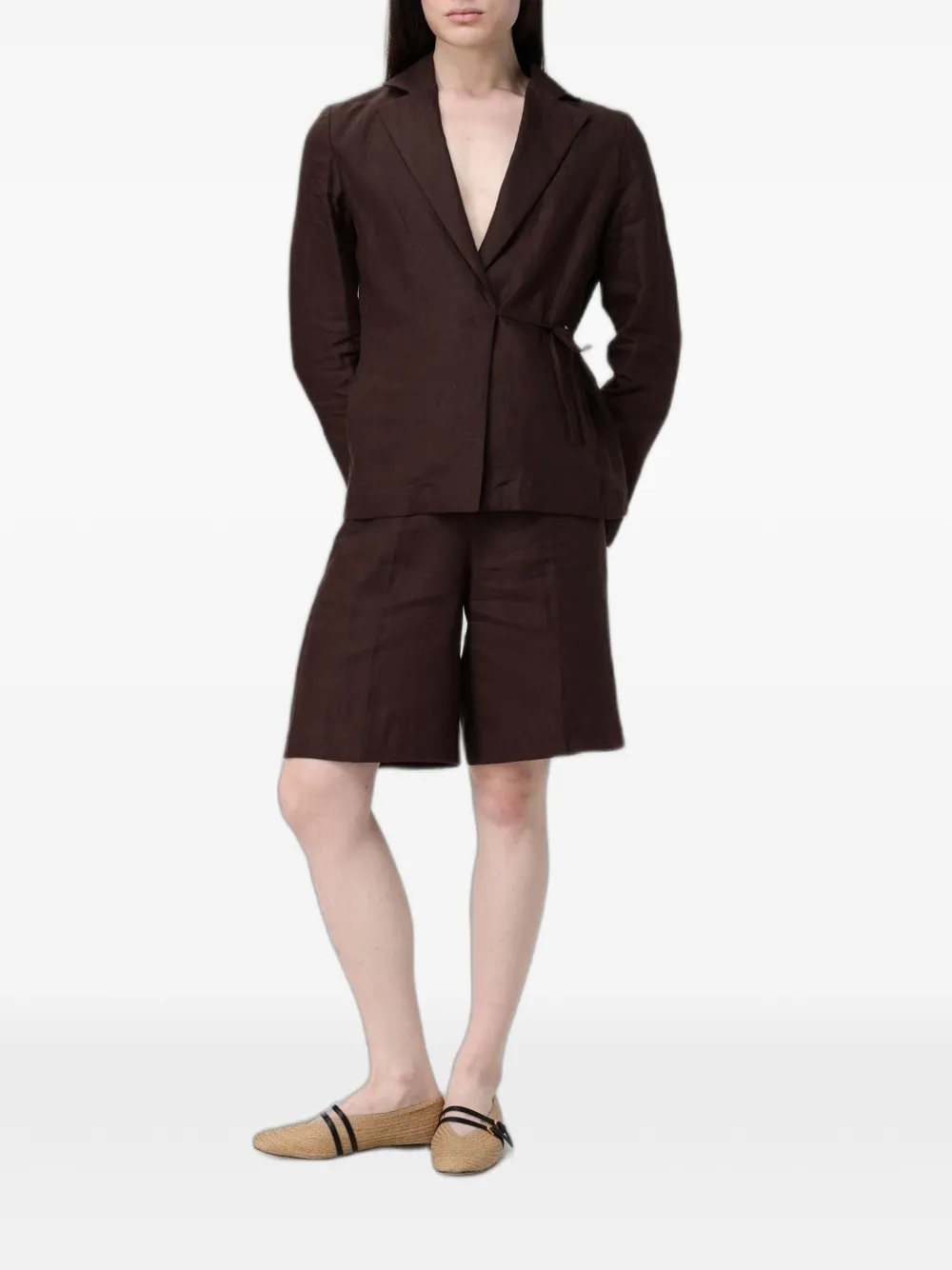 Colmar tie-fastening linen blazer Bruin