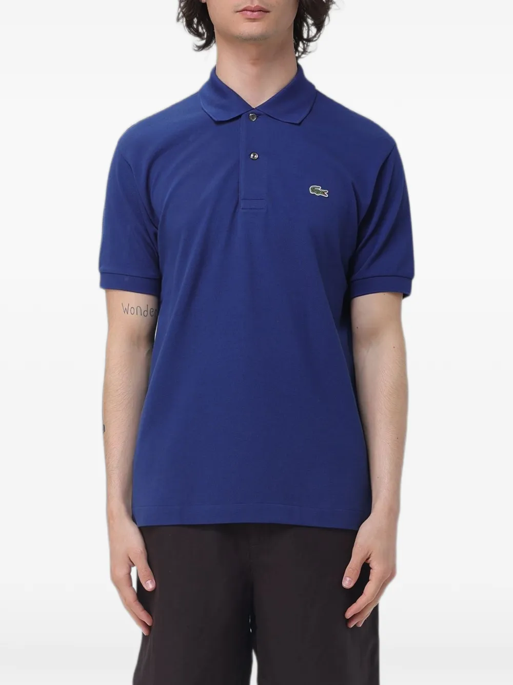 Lacoste logo-patch piqué polo shirt - Blau