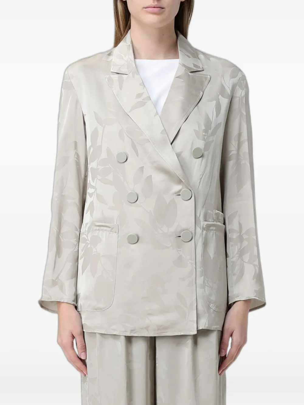 Armani Exchange double-breasted flower-pattern blazer - Neutrals