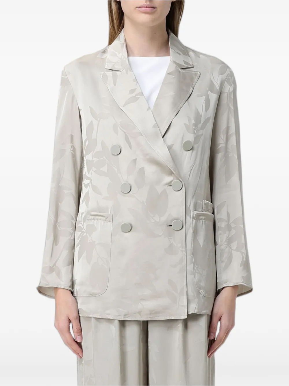 Armani Exchange double-breasted flower-pattern blazer - Nude