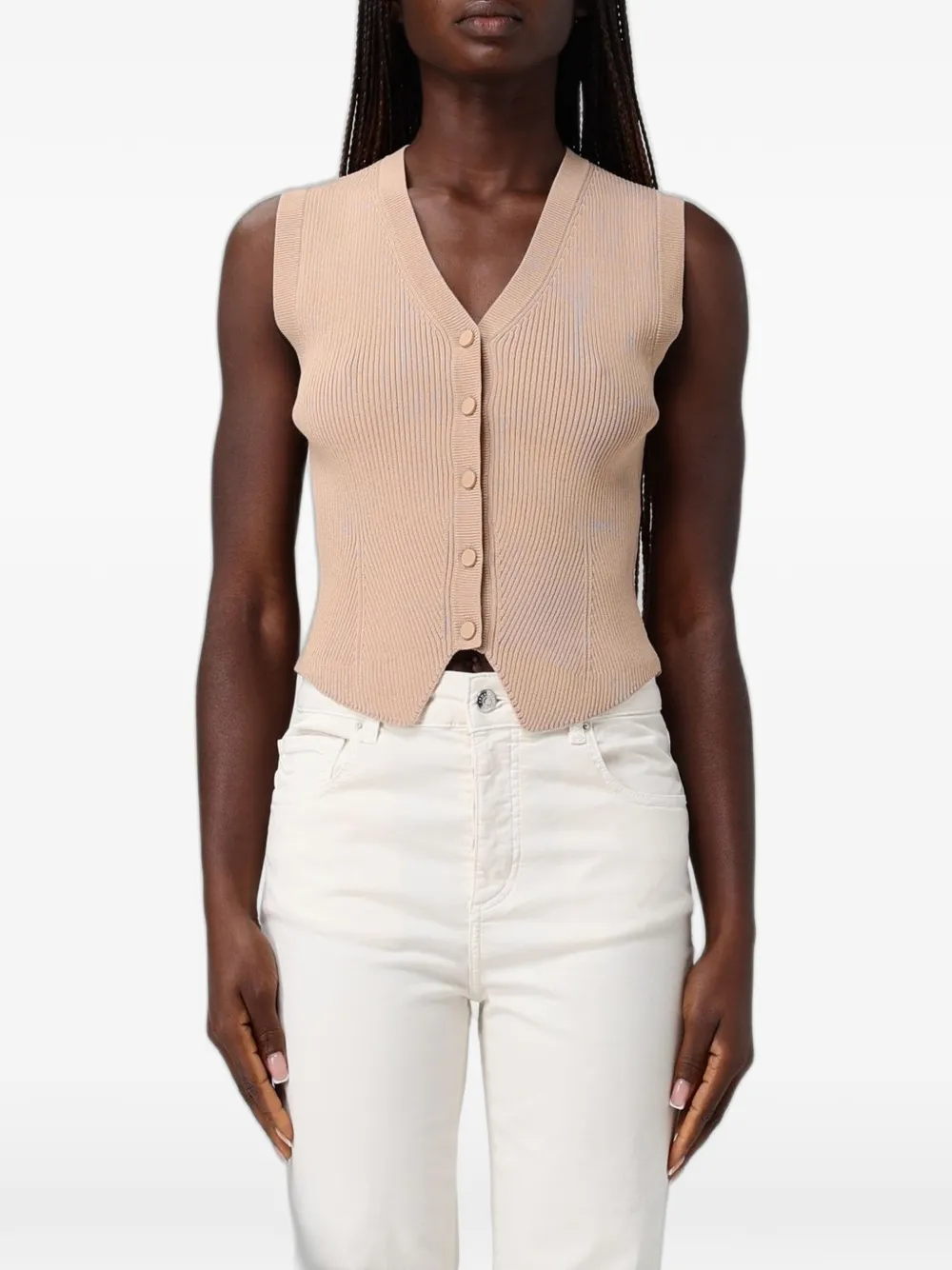 Armani Exchange ribbed-knit gilet - Nude