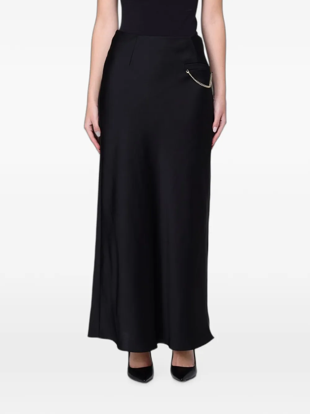 Armani Exchange chain-detail satin skirt - Nero
