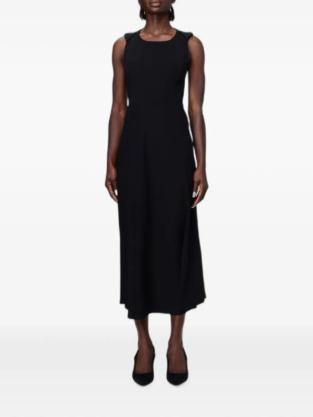 Armani Exchange crêpe sleeveless midi dress - Nero