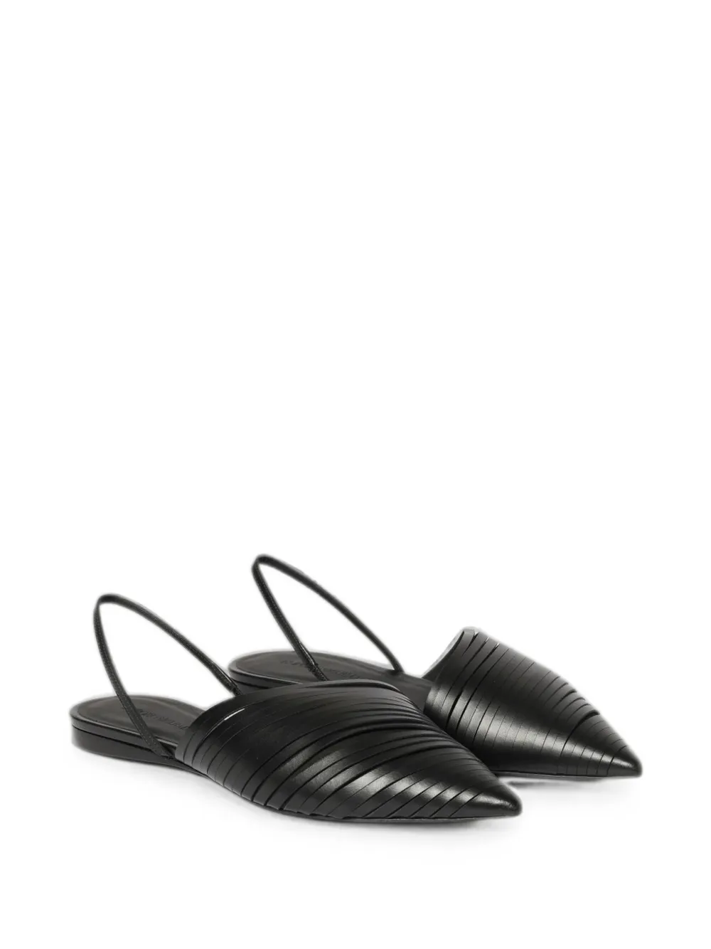 Emporio Armani laser-cut slingback flat pumps Zwart