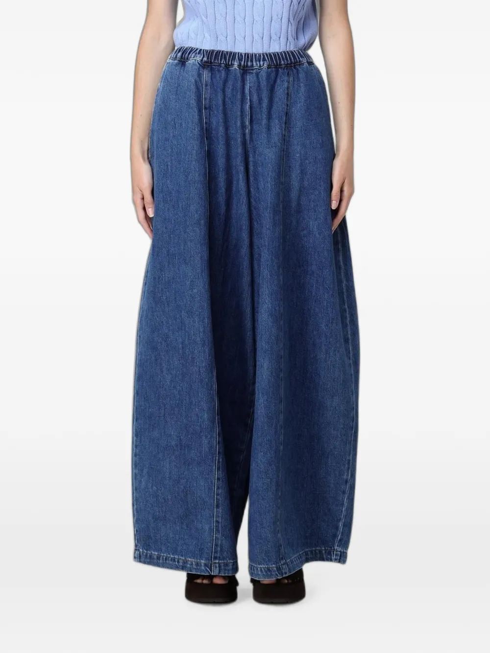 MeimeiJ elasticated-waistband wide-leg jeans - Blu