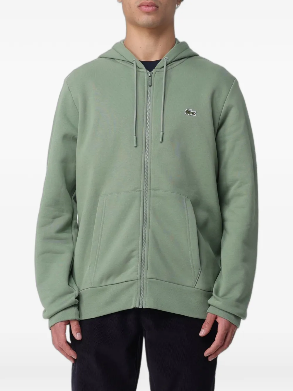 Lacoste logo-patch zip-fastening hoodie - Grün