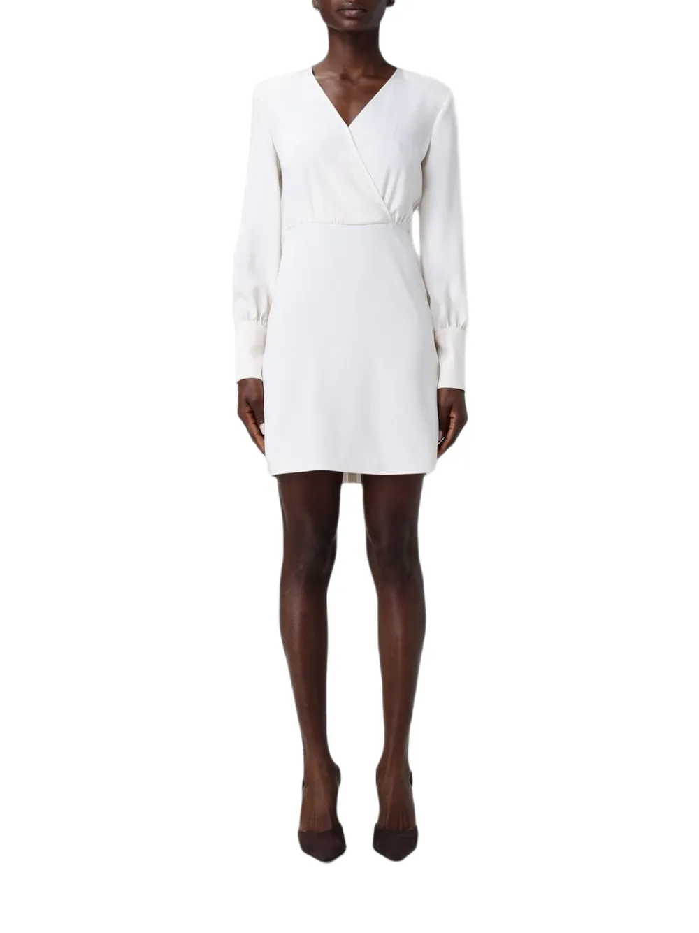 Armani Exchange crêpe V-neck dress - Toni neutri