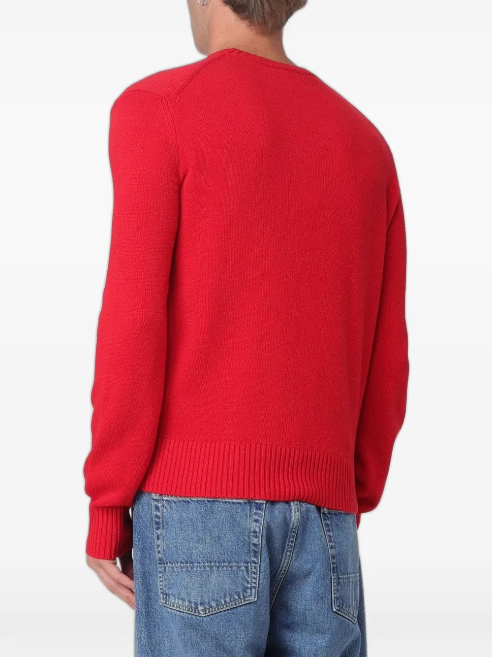 Lacoste Gebreide trui met ronde hals en logo-patch Rood