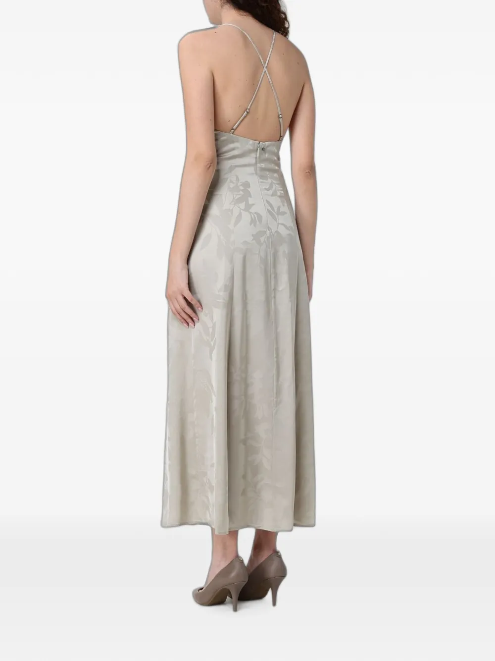 Armani Exchange Satijnen jurk met damast-effect Beige