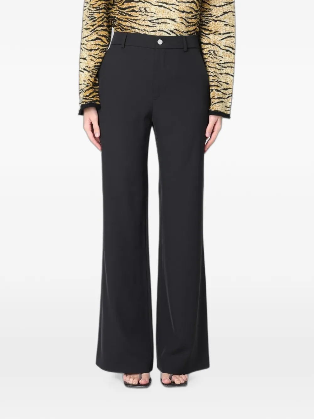 MOSCHINO JEANS flared cady-texture trousers - Nero