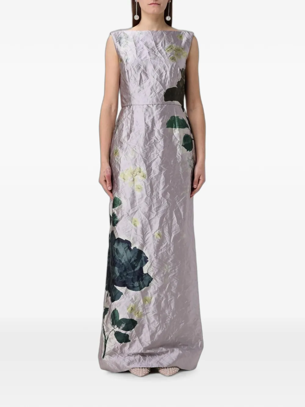 ERDEM Margot floral-print crinkled maxi dress - Viola