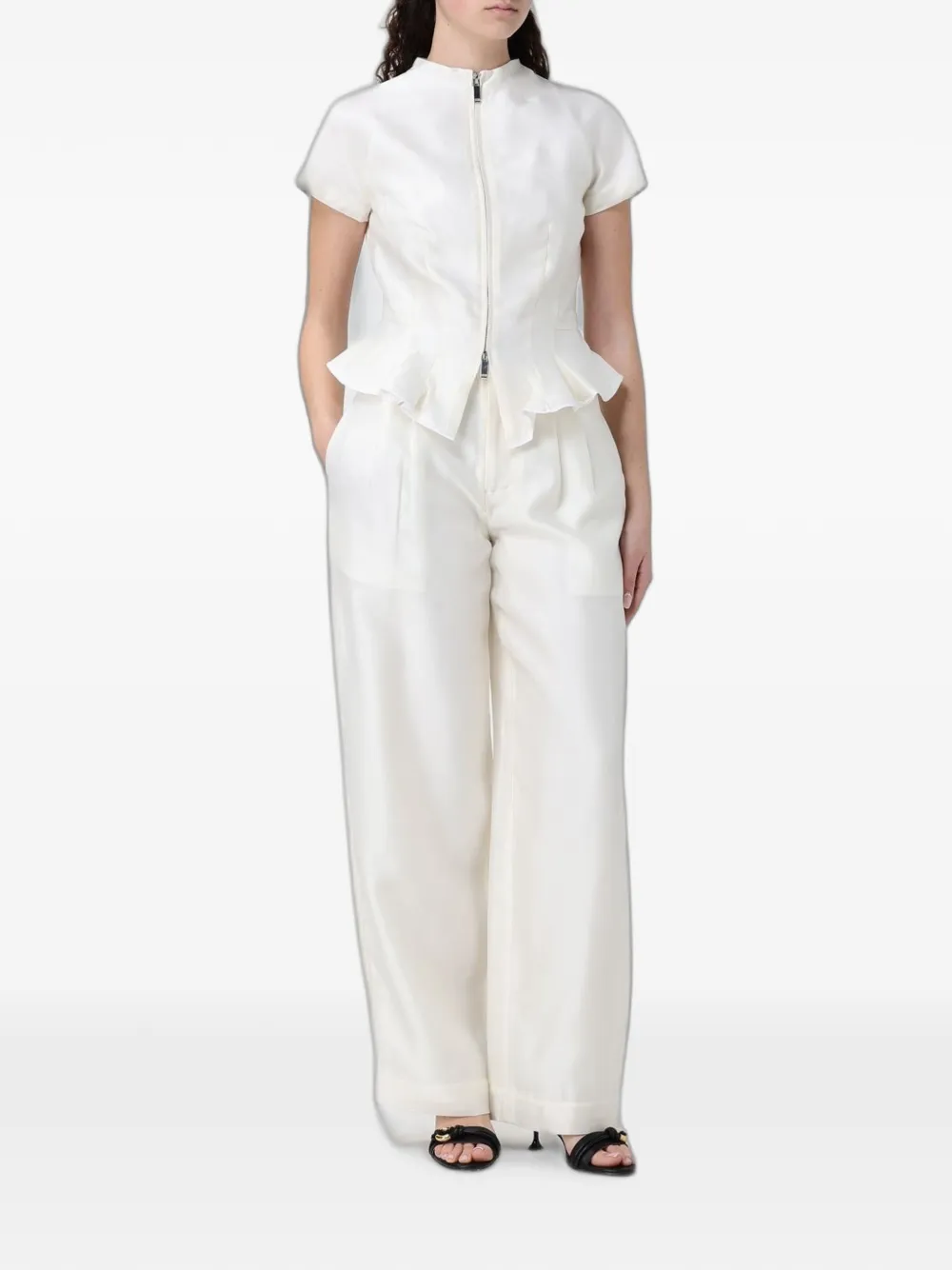 STAUD Pierre broek met wijde pijpen Beige