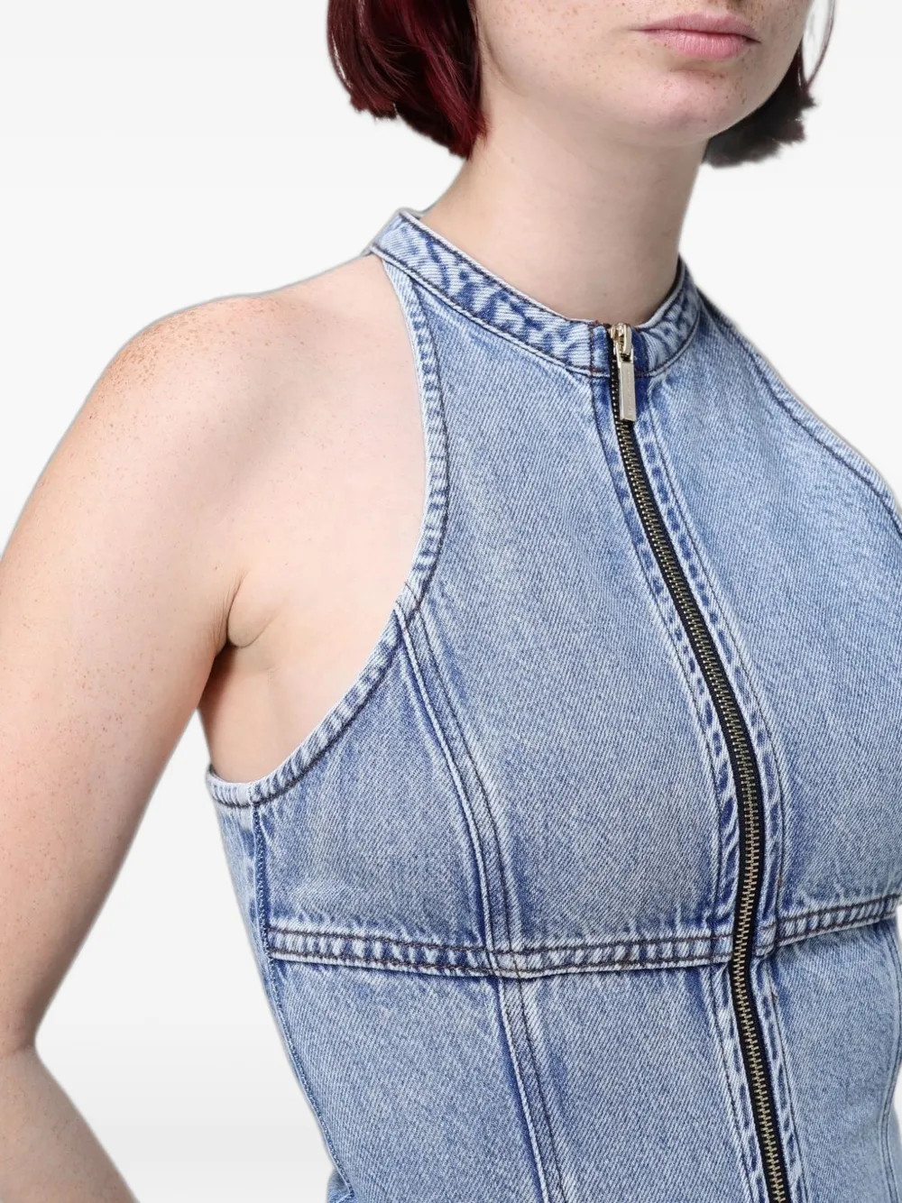 Armani Exchange maxi-dress met halternek en rits Blauw