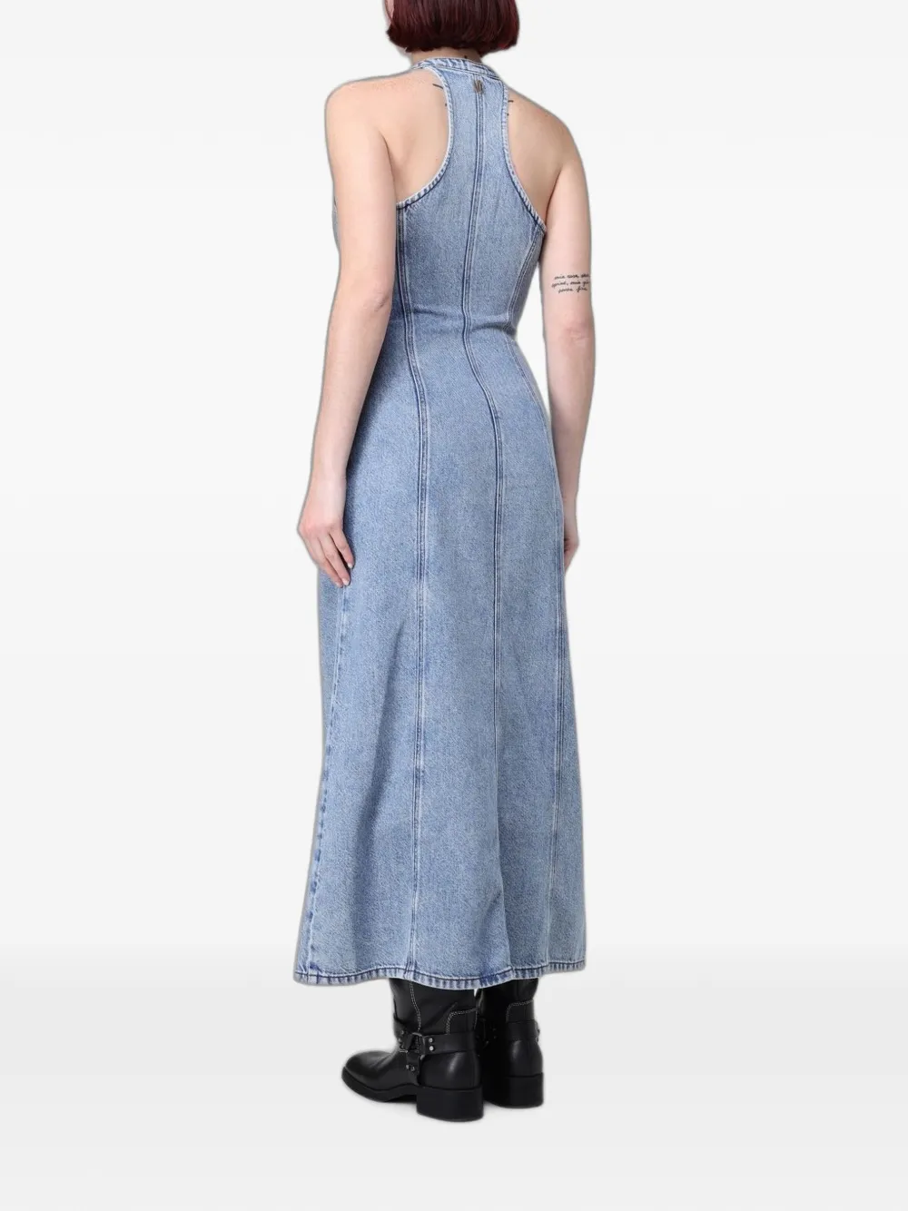 Armani Exchange maxi-dress met halternek en rits Blauw