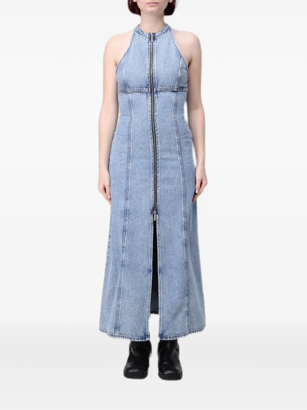 Armani Exchange zip-up halterneck maxi dress - Blu