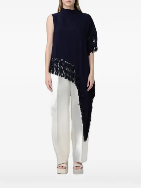 BOSS fringe-trim asymmetric top
