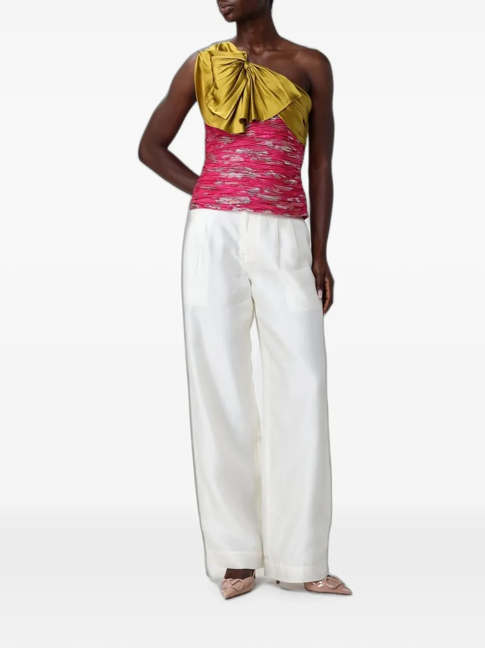 Valentino Garavani Asymmetrische top met strikdetail Roze