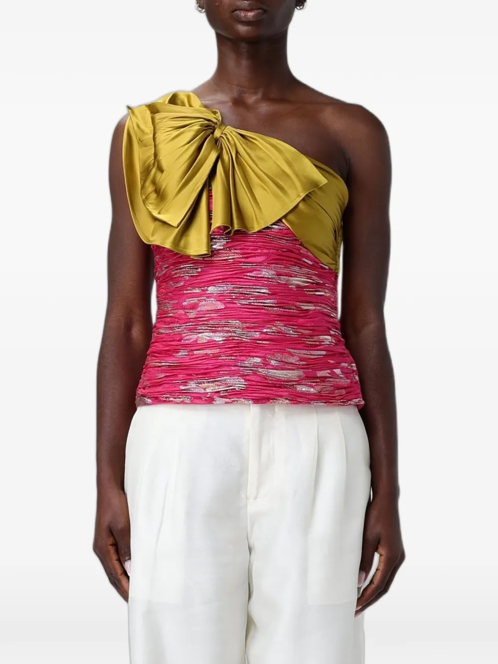 Valentino Garavani one-shoulder bow-detail top - Rosa