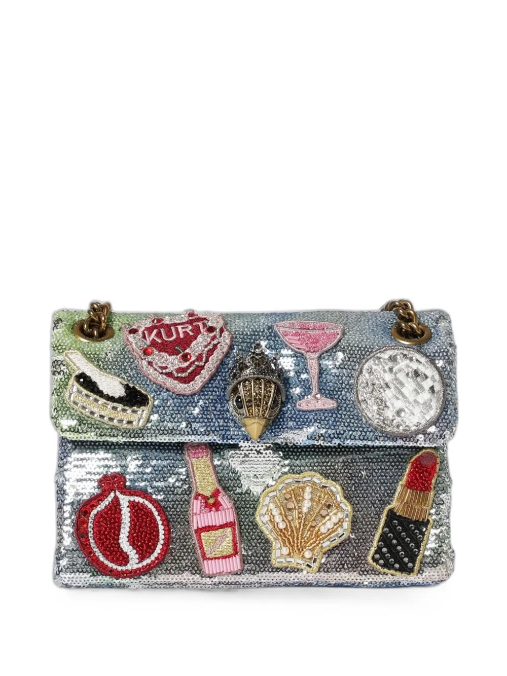 Kurt Geiger London Kensington sequin-embellished patch shoulder bag - Blu