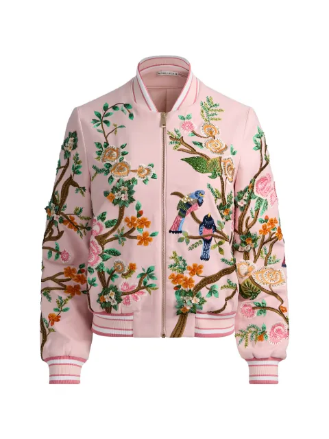 alice + olivia chamarra bomber con bordado floral