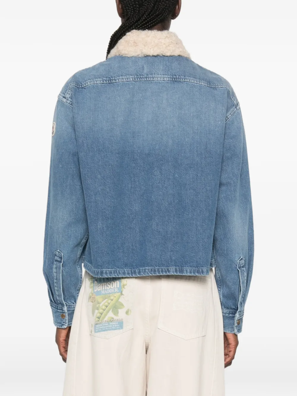 Moncler Denim blouse met teddy-afwerking Blauw