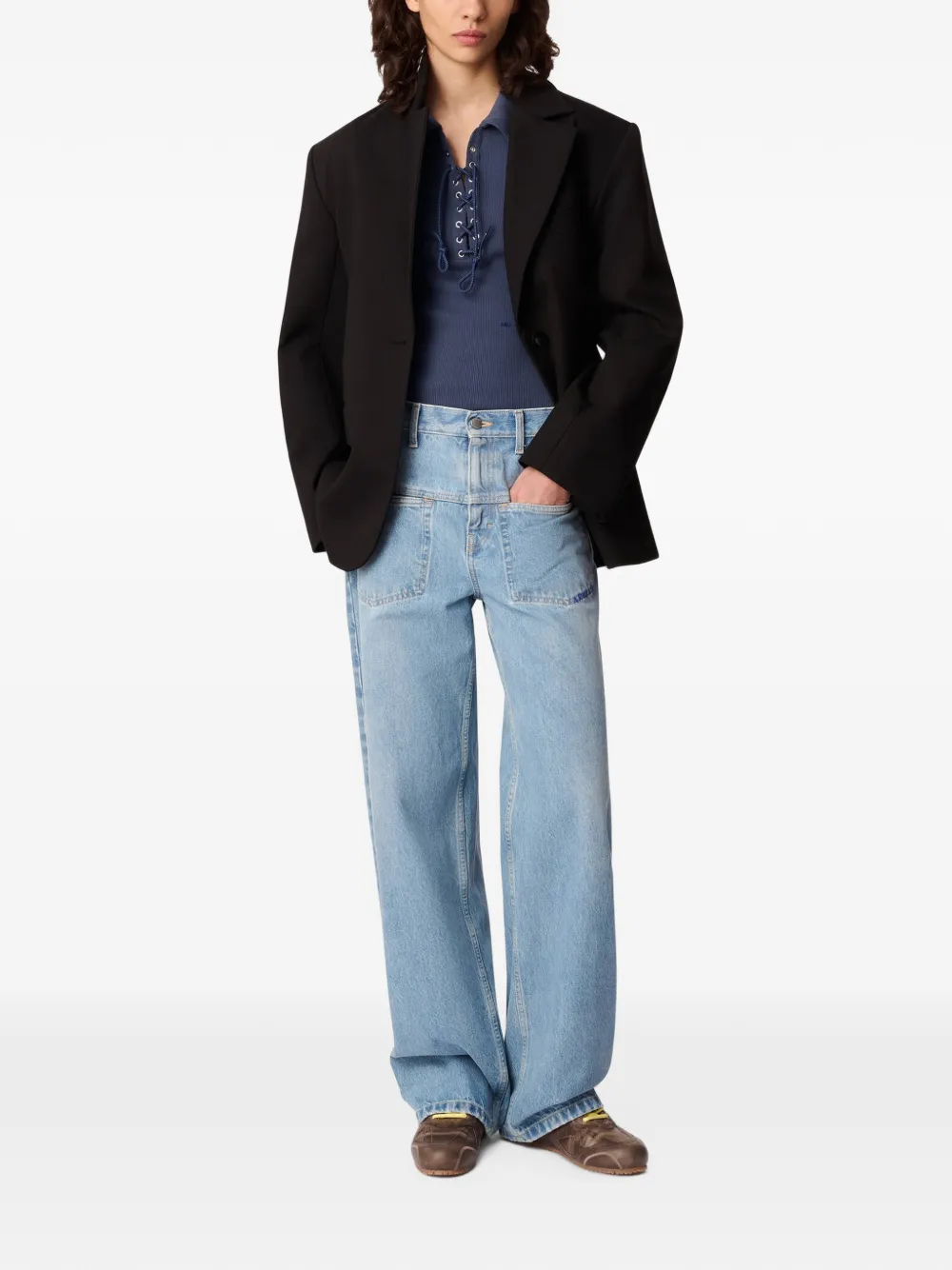 Axel Arigato Geribbelde body met veters Blauw