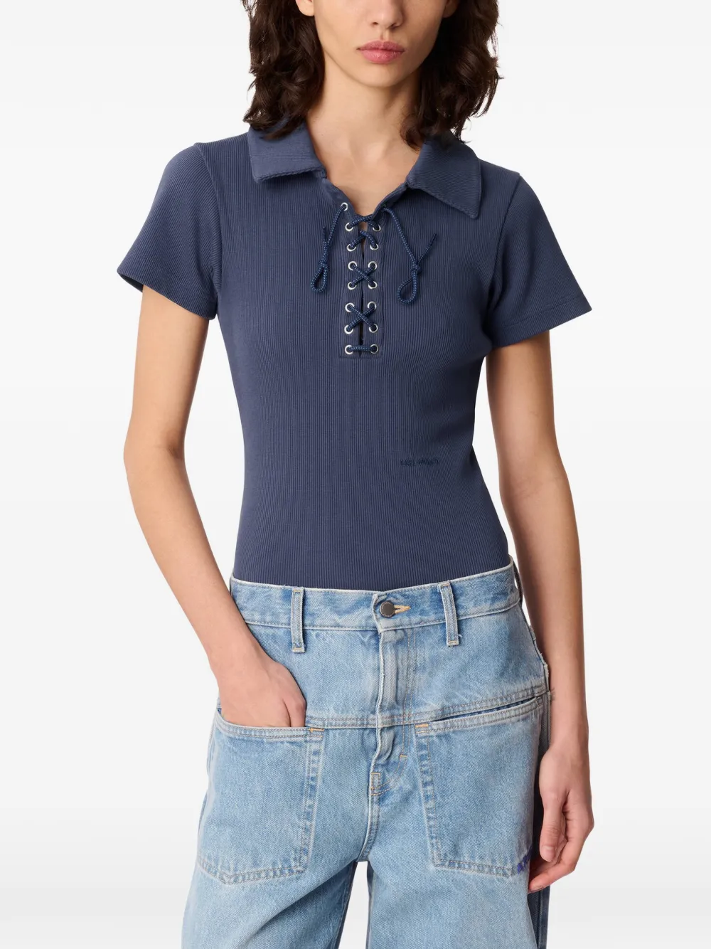 Axel Arigato Geribbelde body met veters Blauw
