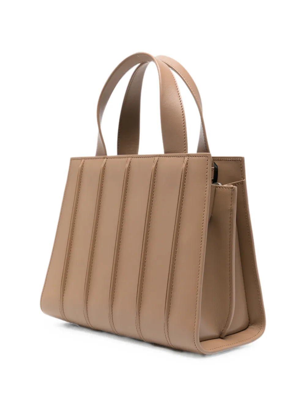 Max Mara Whitney geribbelde leren shopper Beige