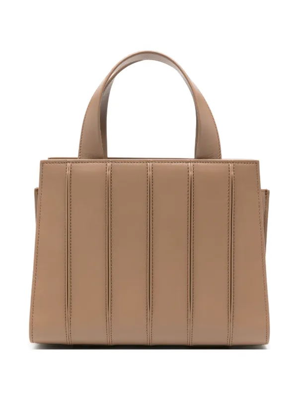 Max Mara Whitney Ribbed-leather Tote Bag in Neutrals