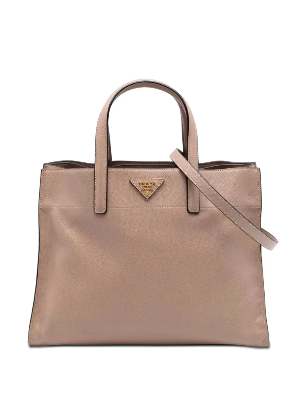 Prada Pre-Owned Borsa tote morbida in pelle Saffiano con tre tasche 2010-2026 - Marrone