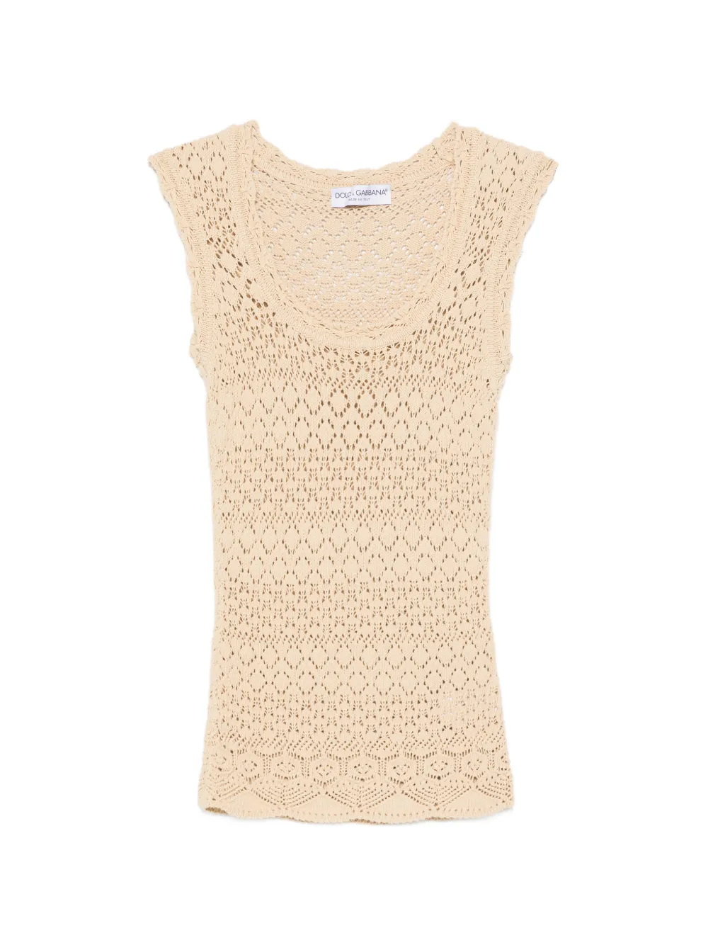 Pre-owned Dolce & Gabbana 2000s Crochet Sleeveless Tank Top In Neutrals