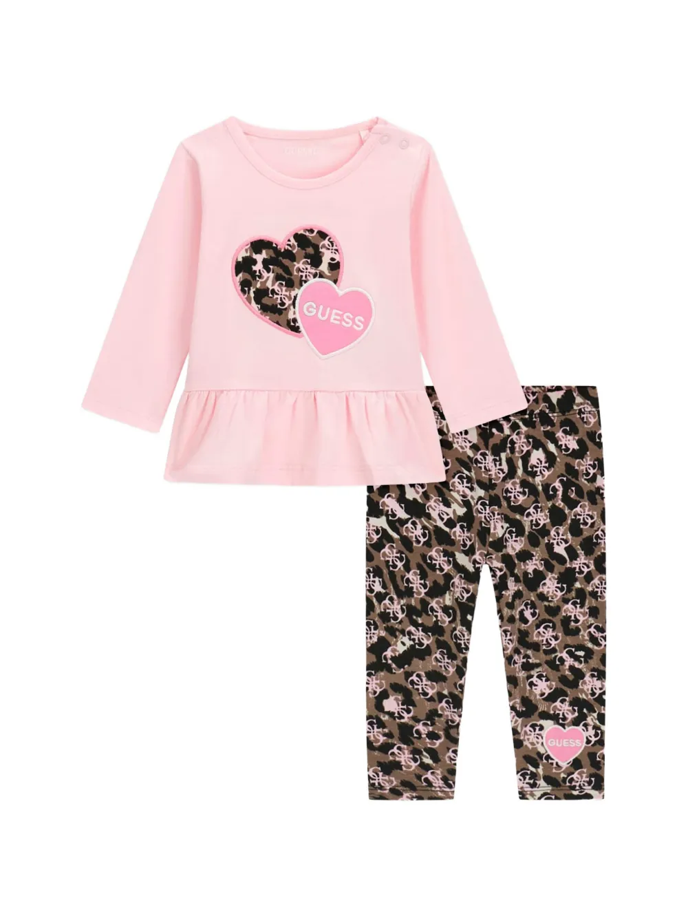 guess kids leopard-print T-shirt and trousers set - Rosa