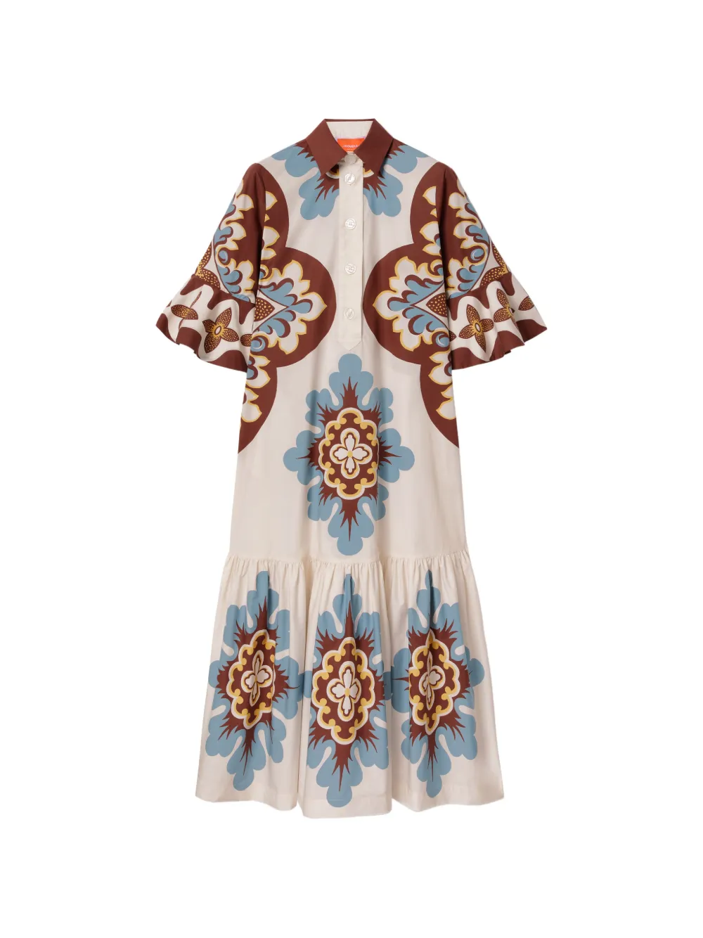 La DoubleJ Palazzo placée chocolate in cotton poplin Artemis dress - Toni neutri