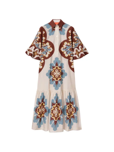 La DoubleJ Palazzo placée chocolate in cotton poplin Artemis dress