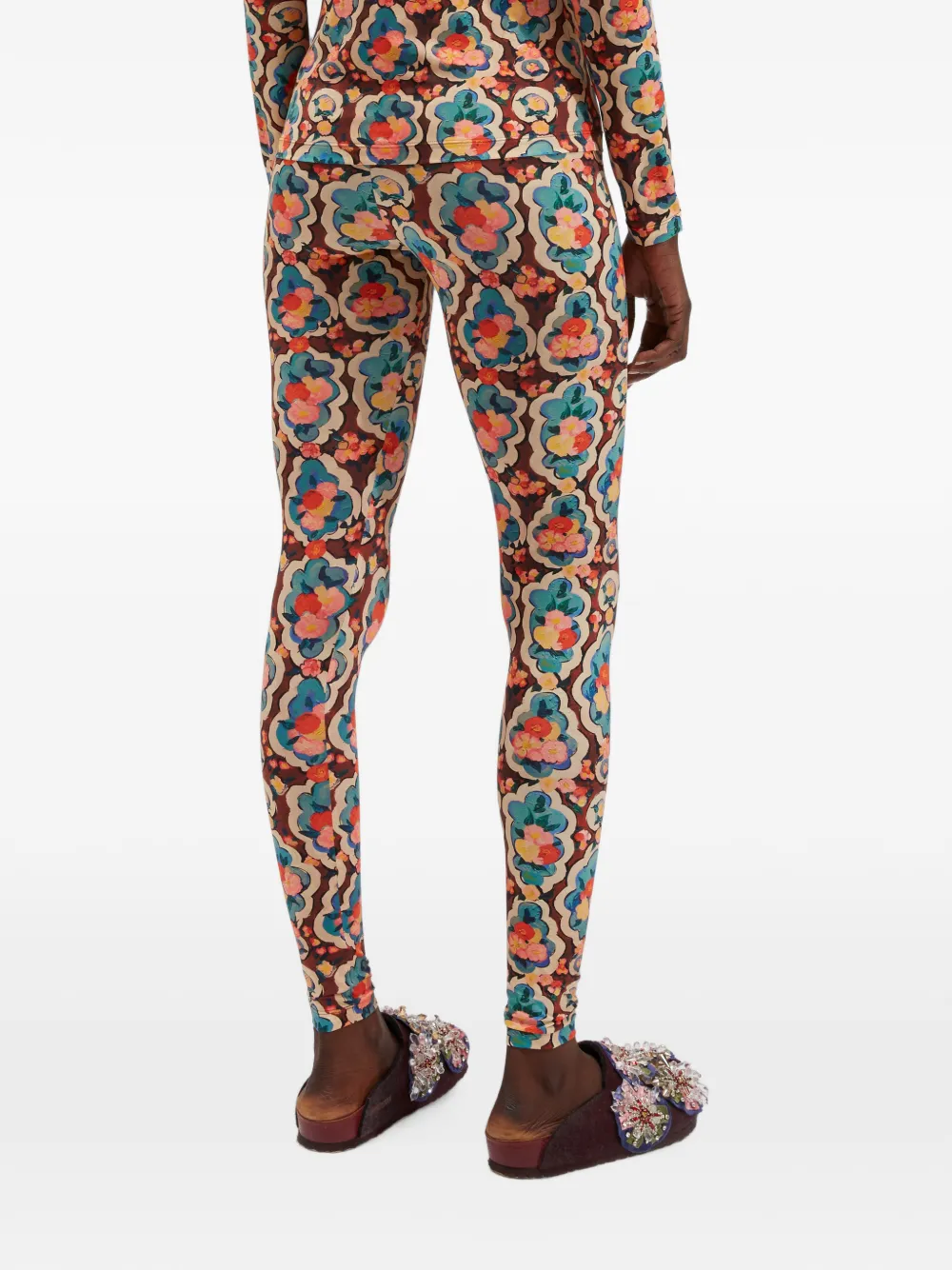 La DoubleJ Legging met bloemenprint Bruin