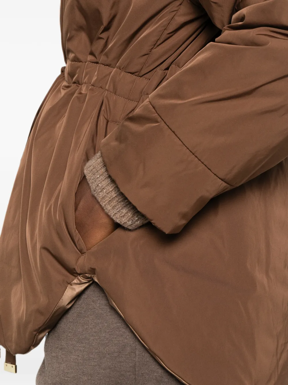Max Mara Jas met capuchon en trekkoord Bruin