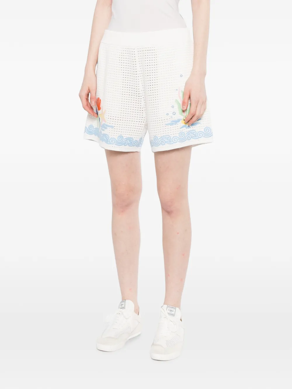 Casablanca Oasis gehaakte shorts Wit